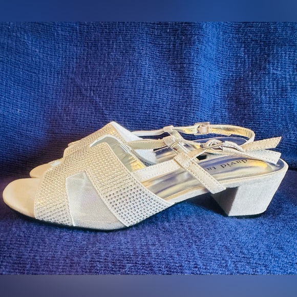 David Tate Amber Women's Sandal Sz#9M silver suede block cut slingback New - Picture 3 of 12
